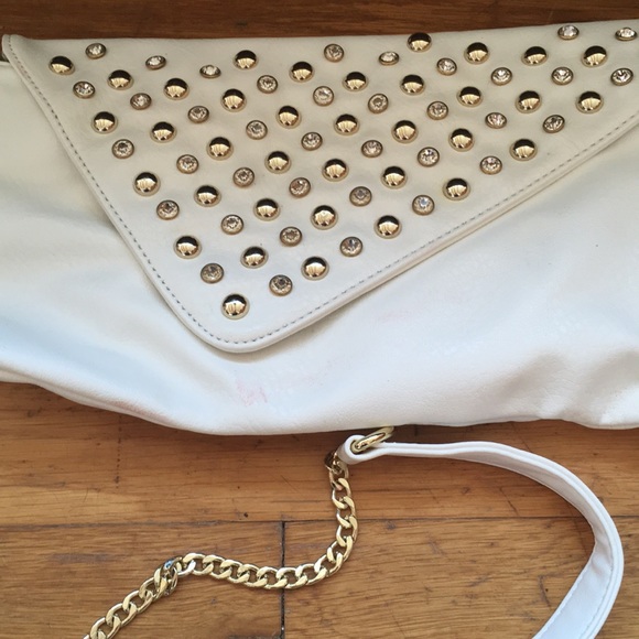 White and gold clutch with shoulder strap - Picture 4 of 4